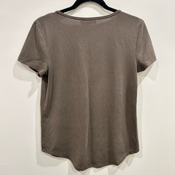 Women’s Olive colored T Shirt with Button Detailing - Picture 4 of 4